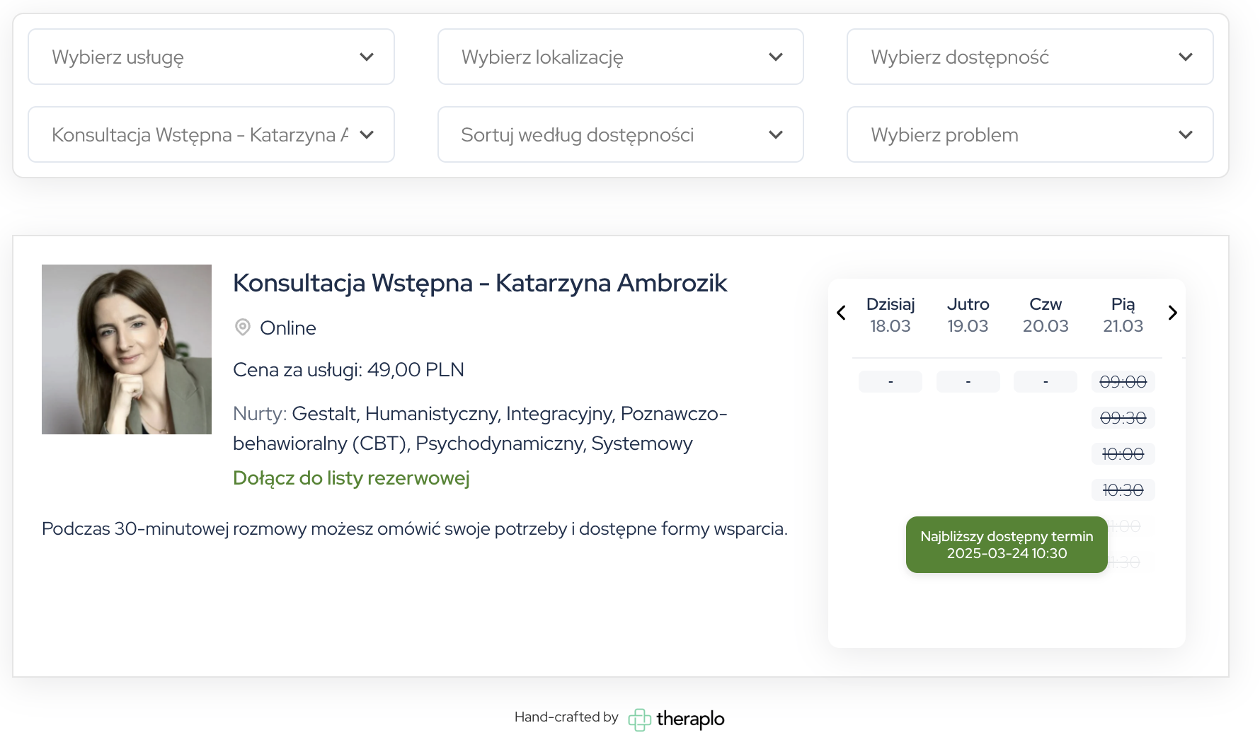 program do rejestracji pacjentów online, rezerwacja wizyt online, widget rejestracji, theraplo